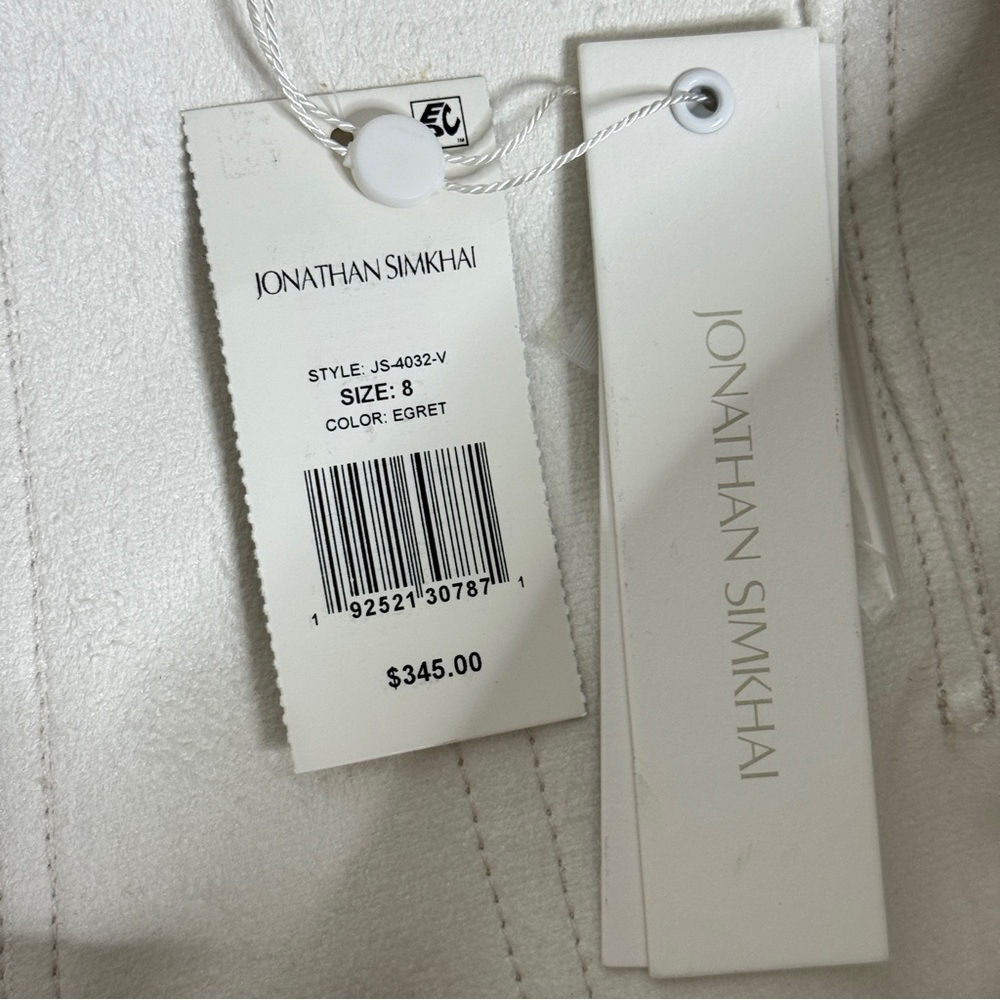 New Jonathan Simkhai‎ Mari Vegan Leather Tie Waist Short in Beige - Picture 9 of 10